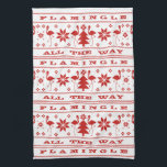 Paño De Cocina Flamingle all Way Navidades Sweater Red<br><div class="desc">Los Navidades rojos inspiran un patrón inspirado en el suéter con ilustraciones de flamencos,  árboles de Navidad y copos de nieve. El texto dice: "Flamingle todo el camino."</div>