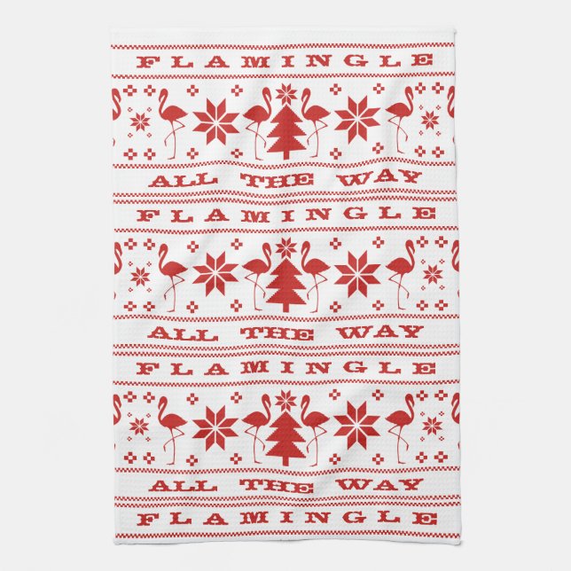 Paño De Cocina Flamingle all Way Navidades Sweater Red (Vertical)