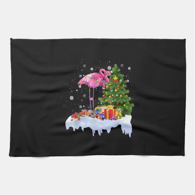 Paño De Cocina Flamingo Christmas Tree Lights (Horizontal)