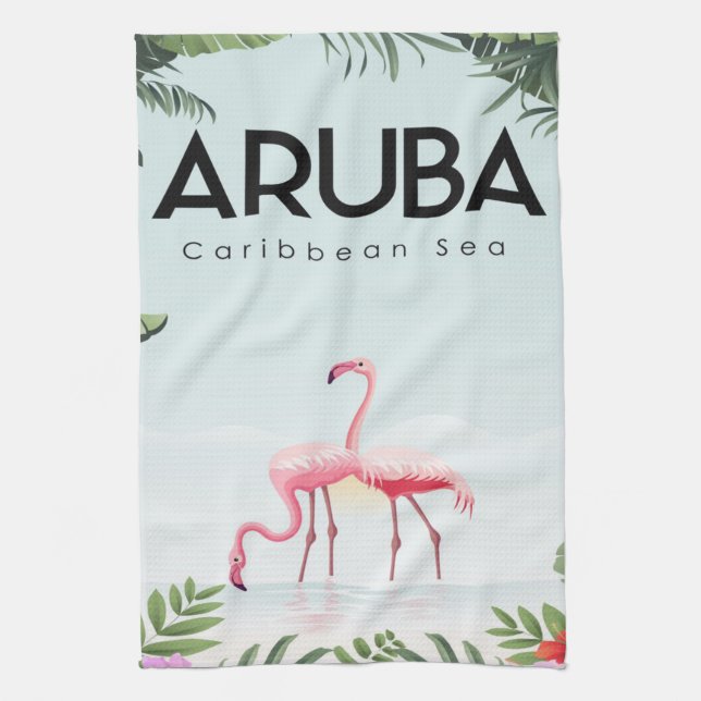 Paño De Cocina Flamingo del Mar Caribe de Aruba| Flamingo gracios (Vertical)