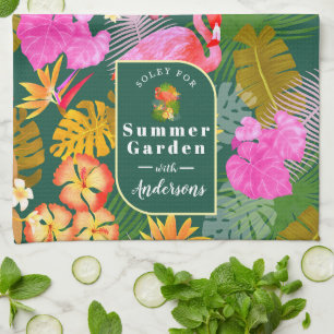 Paño De Cocina Flamingo Garden Dark Green