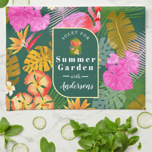 Paño De Cocina Flamingo Garden Dark Green (Doblado)