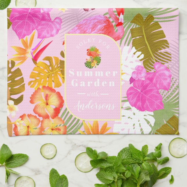 Paño De Cocina Flamingo Garden Rosa (Doblado)