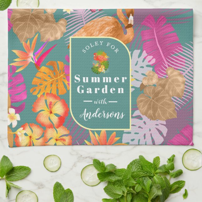 Paño De Cocina Flamingo Garden Turquoise (Doblado)