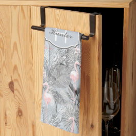 Paño De Cocina Flamingo Orquídea Trópico Patrón Gris ID868