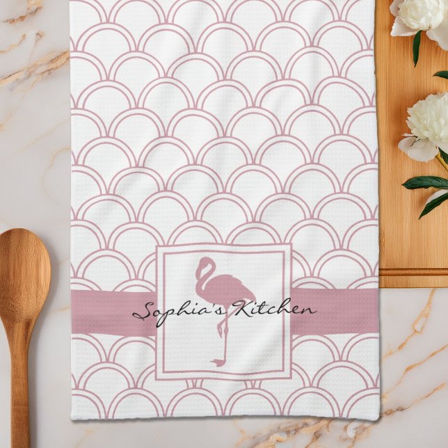 Paño De Cocina Flamingo rosa de la banda de onda Art Deco (Subido por el creador)