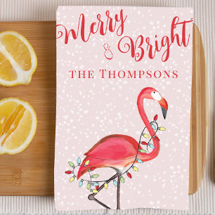 Paño De Cocina Flamingo rosa y brillante personalizado