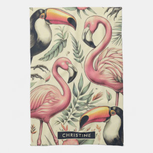Paño De Cocina Flamingo vintage y sin foco táctil