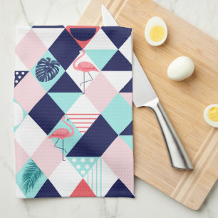 Paño De Cocina Flamingos geométricos