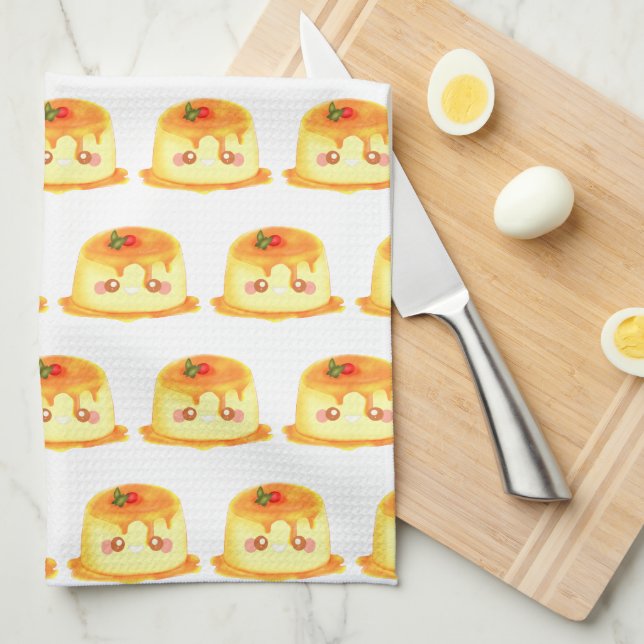 Paño De Cocina Flan Española De Caramelo Suave Y Cremosa (Doblado Cuarto)