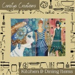 Paño De Cocina Flappers Art Deco<br><div class="desc">Toalla de cocina Art Déco. Quién dice que las toallas de té tienen que ser aburridas.</div>