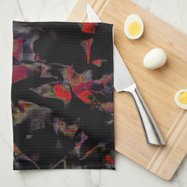 Paño De Cocina Flashy Red blots en base rocosa gris oscuro, textu