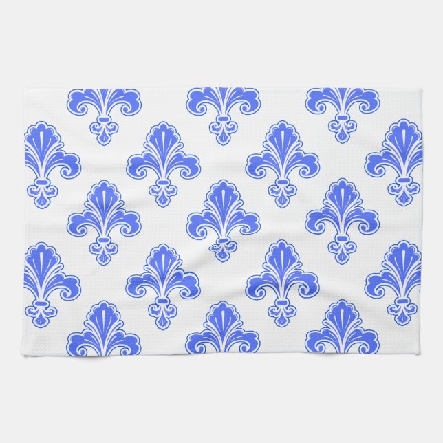 Paño De Cocina Fleur-de-lis, azul real y blanco (Horizontal)