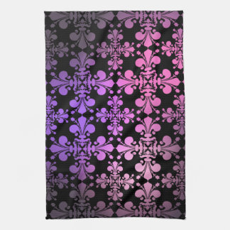 Paño De Cocina Fleur de lis patrón púrpura rosa negro