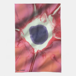 Paño De Cocina Flor acrílica roja púrpura abstracta roja