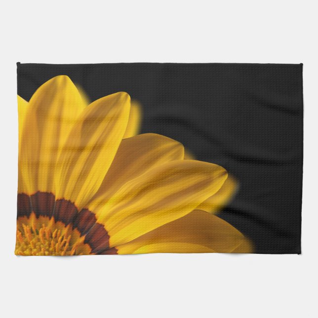 Paño De Cocina Flor amarilla sobre fondo negro (Horizontal)