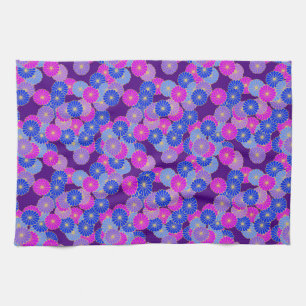 Paño De Cocina Flor Art Deco - violeta, azul y violeta