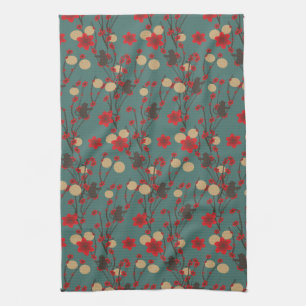 Paño De Cocina Flor asiática de cerezo Sakura Patrón de mono mode