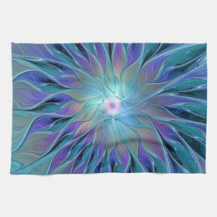 Paño De Cocina Flor Azul Púrpura Sueño Arte Abstracto Fractal