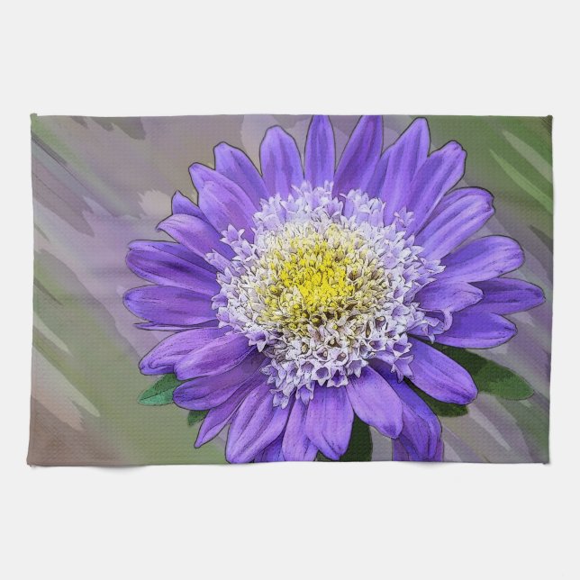 Paño De Cocina flor azul violeta (Horizontal)