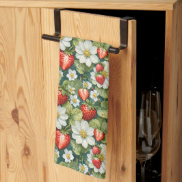 Paño De Cocina Flor blanca y fresa