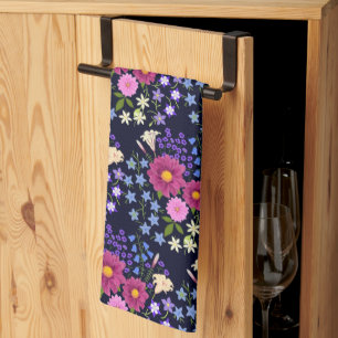 Paño De Cocina Flor Bouquet Dark Blue