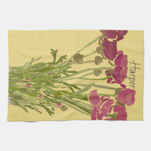 Paño De Cocina Flor colorida arty Ranunculus +Nombre personalizad