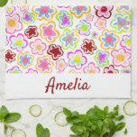 Paño De Cocina Flor colorida patrón floral de verano dibujado a m<br><div class="desc">Toalla de cocina floral de verano con motivos florales coloridos. Flores coloridas dibujadas a mano. Añade tu nombre.</div>