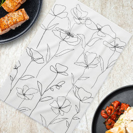 Paño De Cocina Flor de abstrato moderna Flor blanca blanca mínima