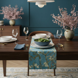 Paño De Cocina Flor de Almendro Floral Boho Azul Arte Clásico