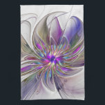 Paño De Cocina Flor de arte fractal enérgica y colorida<br><div class="desc">Una potente flor multicolor de fantasía,  un exclusivo arte fractal floral. Diseño para toallas de cocina y mucho más.</div>