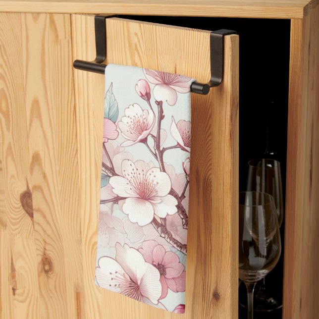 Paño De Cocina Flor de Cerezo (Pliegue de tercios)