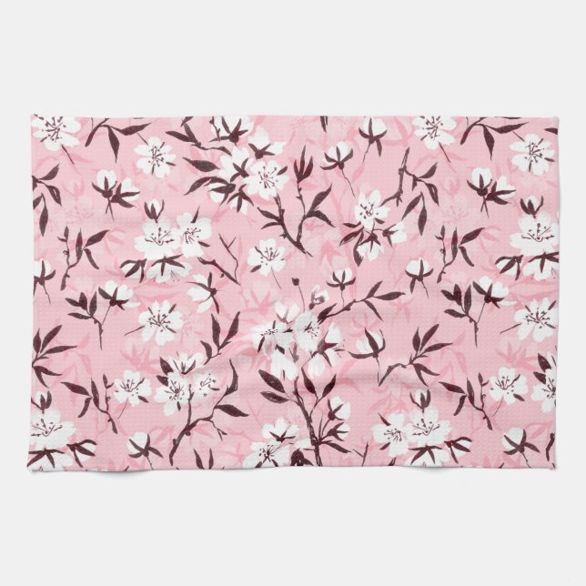 Paño De Cocina Flor de cerezo blanco (Horizontal)