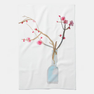 Paño De Cocina Flor de cerezo rosa de color de agua sakura