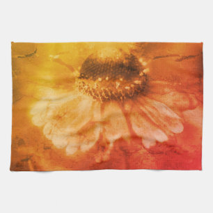 Paño De Cocina Flor De Daisy De Zinnia Suave En La Vintage De Sep