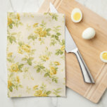 Paño De Cocina Flor de grano amarillo dorado de bonito<br><div class="desc">Bonito estilo casa de campo rústico sin costuras,  con flores de color amarillo dorado y brotes en sutiles crudos y fondo blanco.</div>