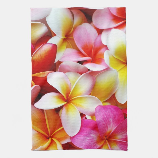 Paño De Cocina Flor de Hawaii del Frangipani del Plumeria (Vertical)