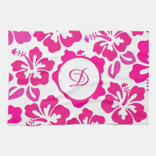 Paño De Cocina flor de hibiscus tropical hawaii floral rosa