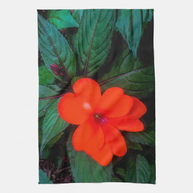 Paño De Cocina Flor de impaciencia naranja (Vertical)