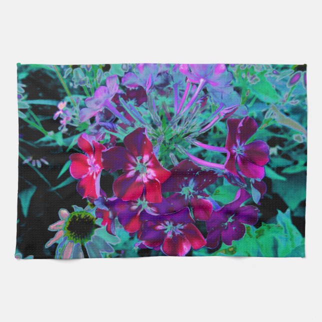 Paño De Cocina Flor de jardín rosada, púrpura y rosada (Horizontal)