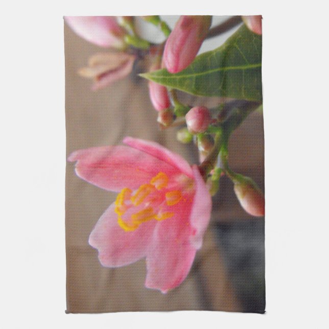 Paño De Cocina Flor de Jatrofa Rosa Suave (Vertical)