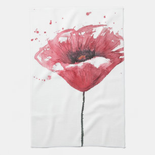Paño De Cocina Flor de la amapola, acuarela