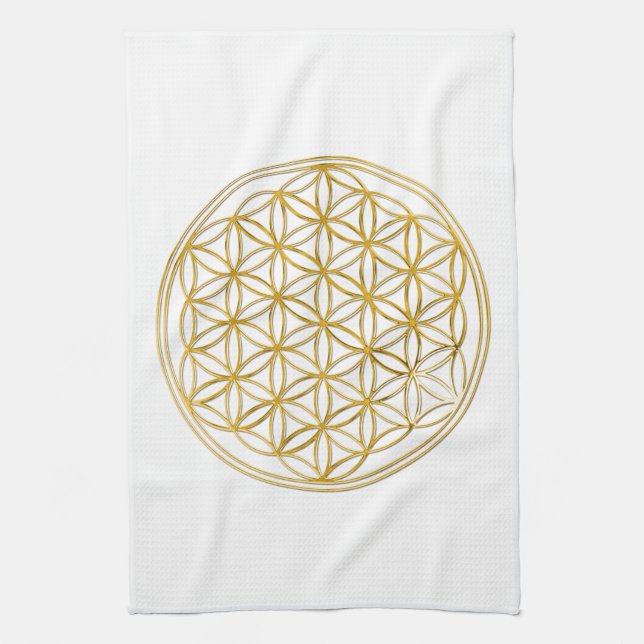 Paño De Cocina FLOR DE LA VIDA - oro (Vertical)