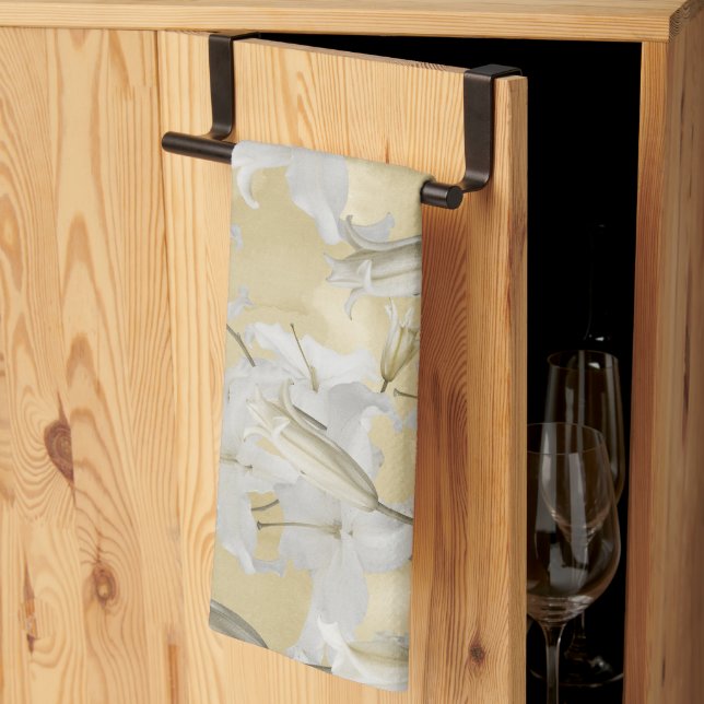 Paño De Cocina Flor de Lirio Blanco Glam 3a (Pliegue de tercios)