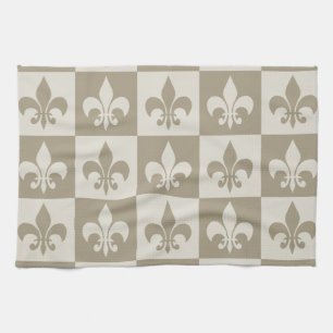 Paño De Cocina Flor de lis beige