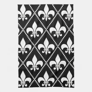 Paño De Cocina Flor de lis negra