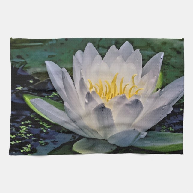 Paño De Cocina Flor de Lotus blanco brillante (Horizontal)