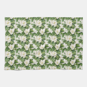 Paño De Cocina Flor de Magnolia Blanca Elegante Sin Costuras