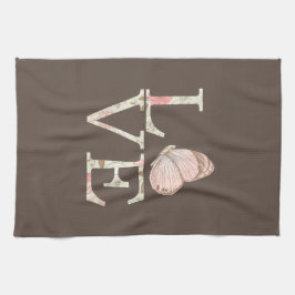 Paño De Cocina Flor de mariposa de amor rosa crema marrón