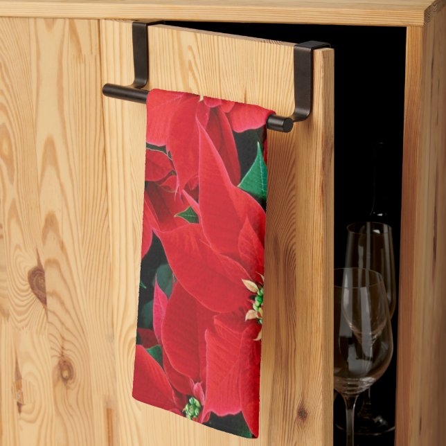 Paño De Cocina Flor de Nochebuena Roja (Pliegue de tercios)
